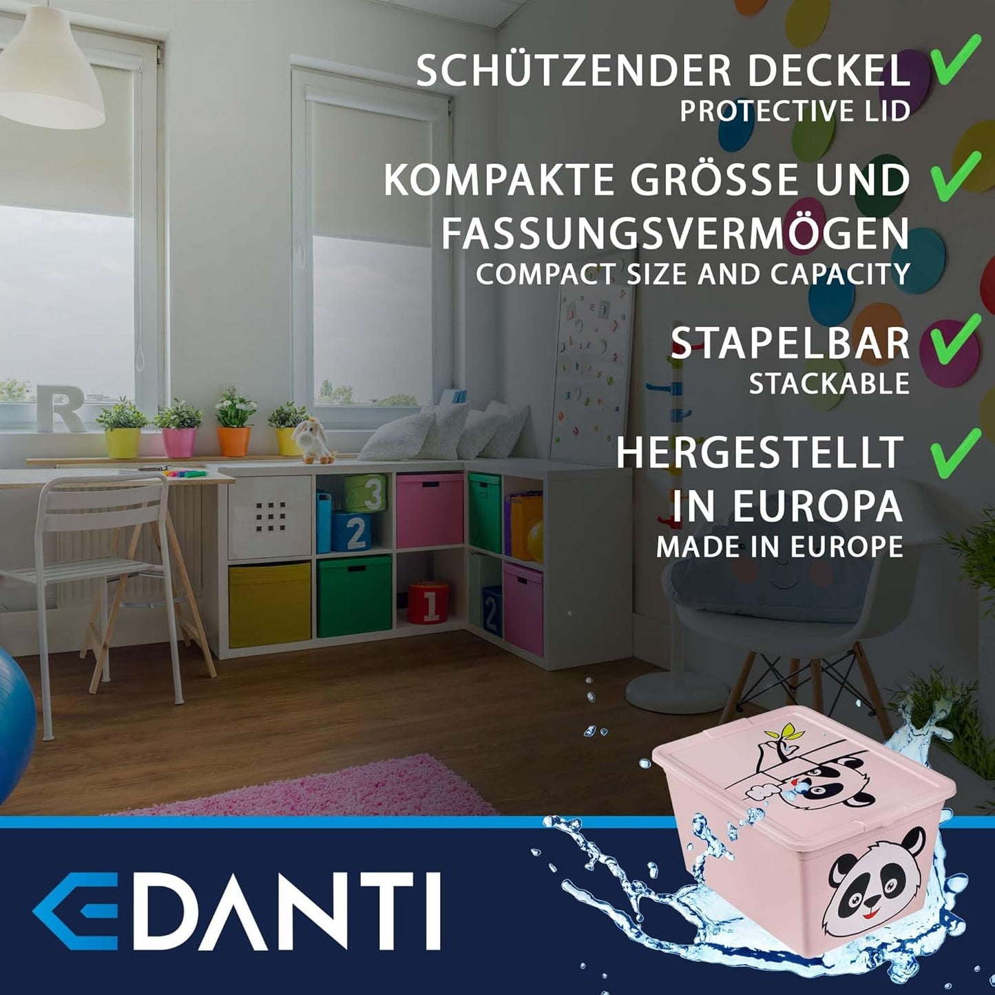 Aufbewahrungsbox mit Deckel, Rosa 30L
