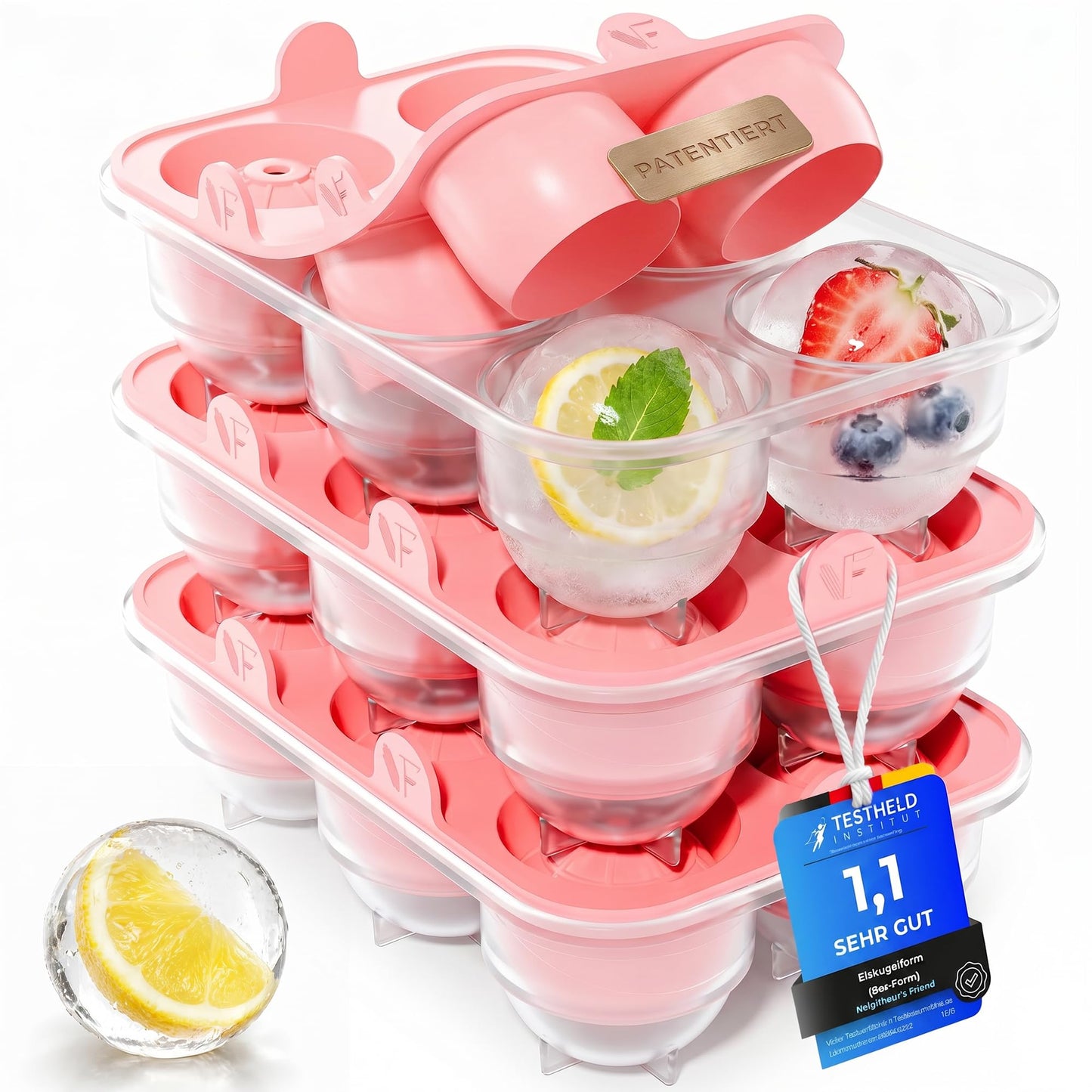 Eiskugelform XL-Set, Rosa 03x Kugel