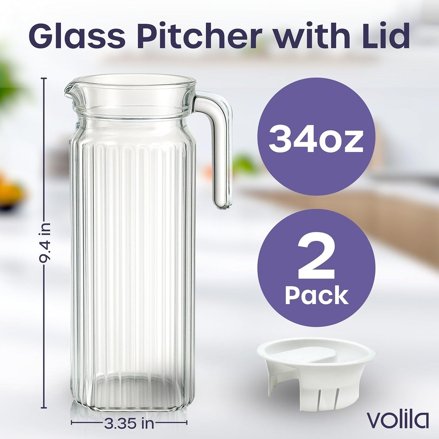2-teiliges Wasserkrug Set, 1 Litre - 2 Pack