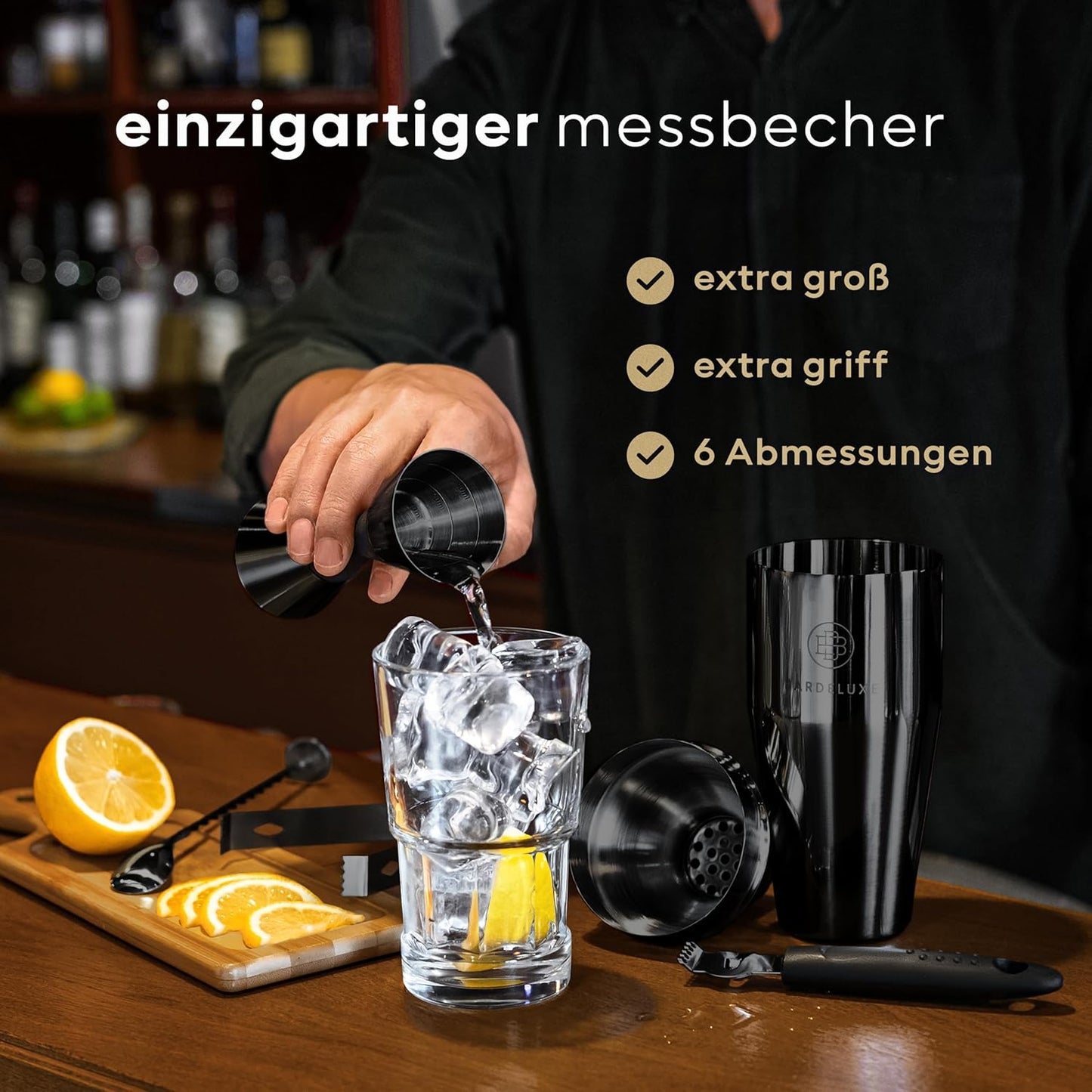 Cocktail Set, Metallic Schwarz