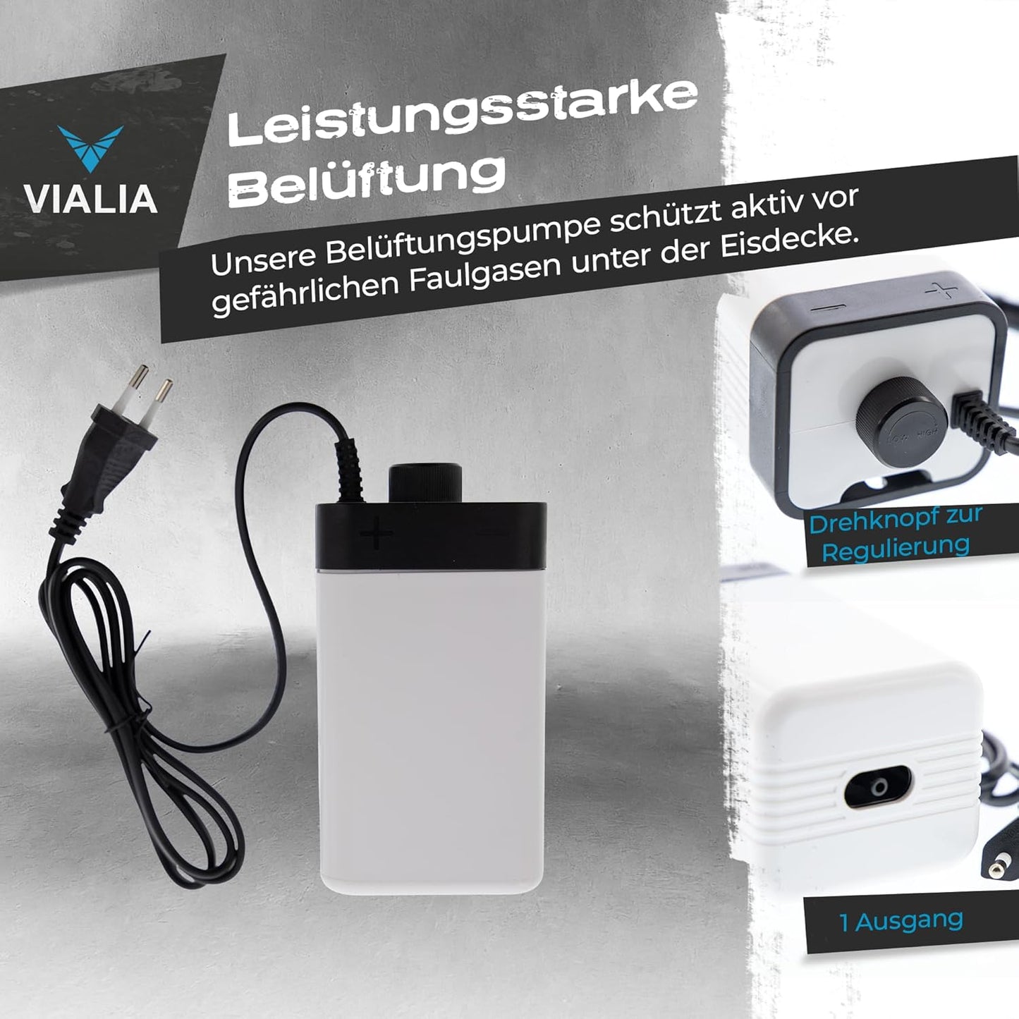 Eisfreihalter Teich-Komplettset mit Belüftungspumpe, Set mit CT-201 Pumpe