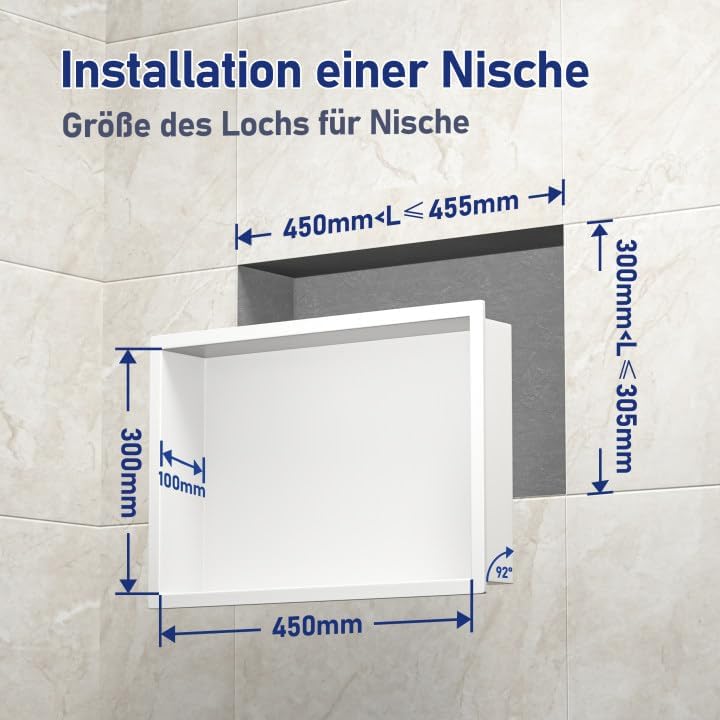 Duschnische mit LED-Beleuchtung, Weiss 45 x 30 x 10 cm