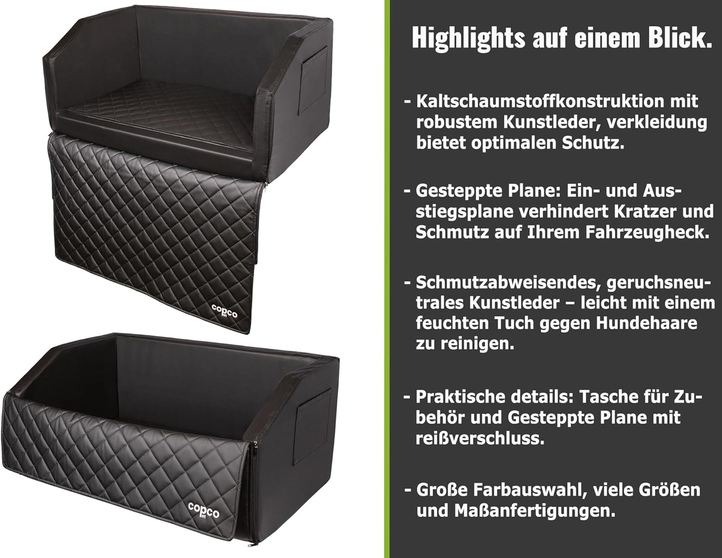 Hundebett für Kofferraum, Grau / ca. 80 x 55 cm mit Gurtsystem