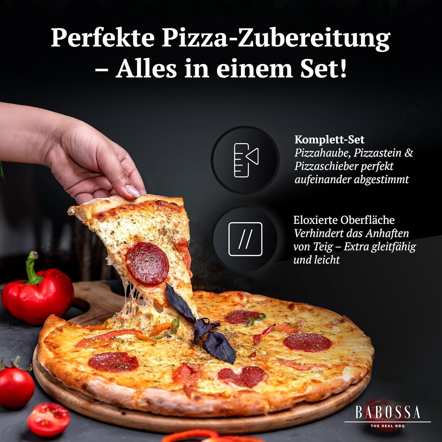 Pizzaset für Grill inkl. Pizzastein & Schieber, Pizzaset Basic