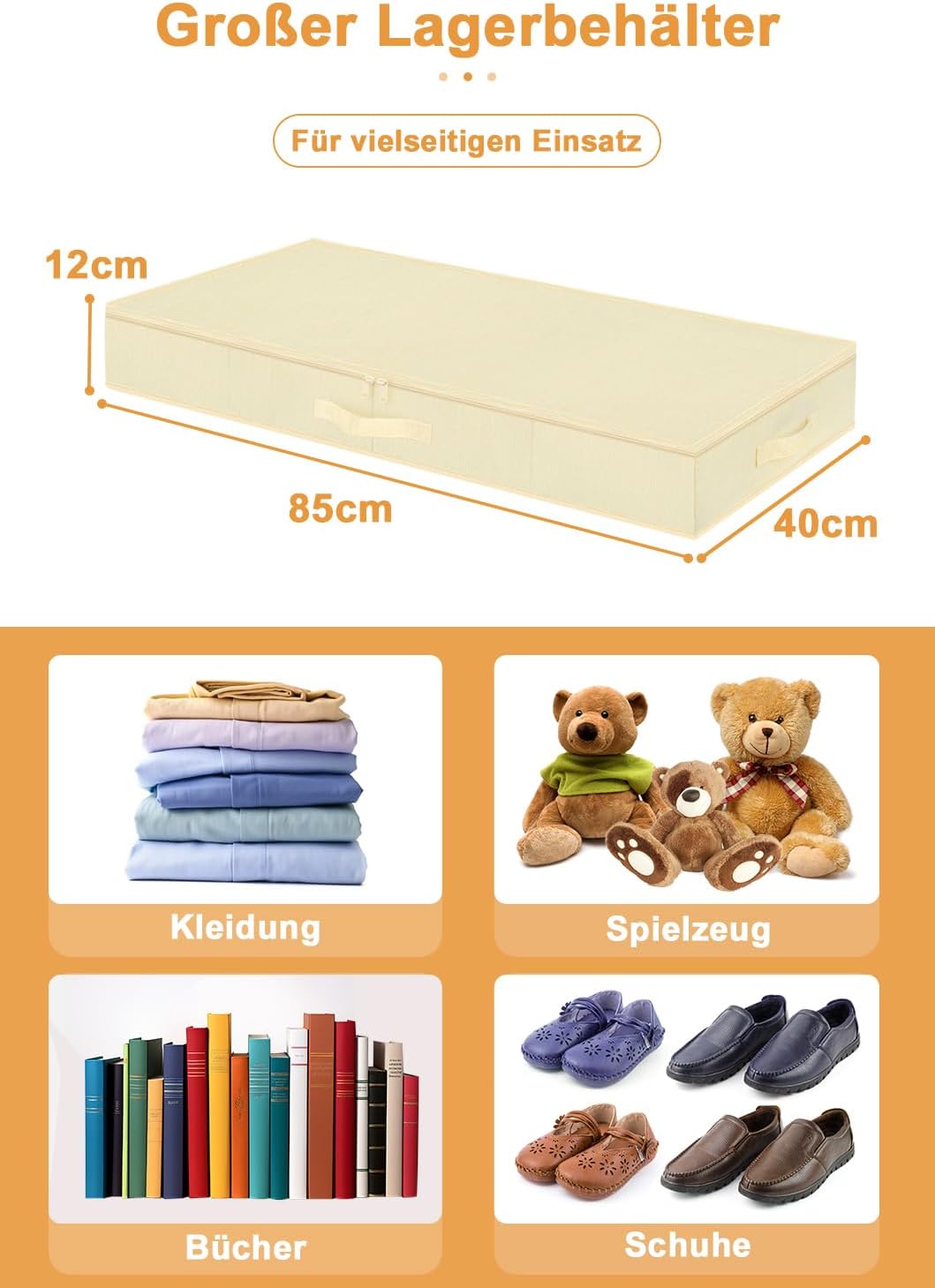 Unterbett Aufbewahrungsboxen-Set, Beige