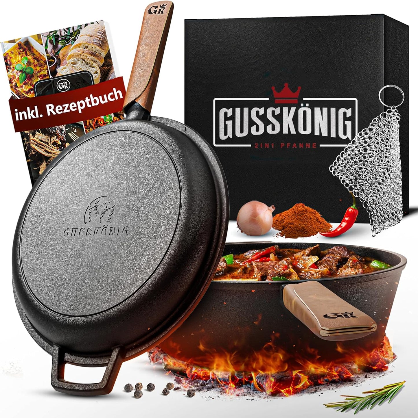 Dutch Oven Set, 2in1 Pfanne