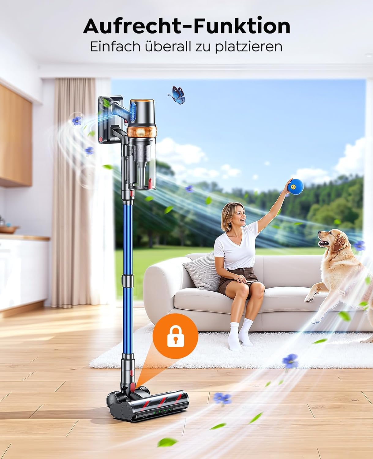 Akkustaubsauger mit Matratzenbürste, Blau