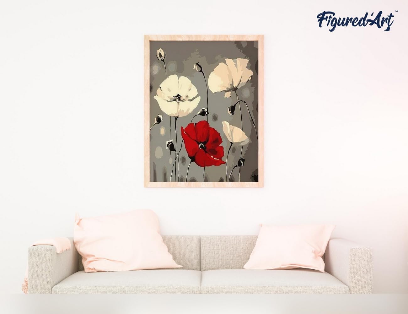 Malen nach Zahlen Set: Rote und weisse Blumen, mit Keilrahmen, 40x50cm, Rote und weiße Blumen 40x50cm Mit Keilrahmen (nicht gespannt)