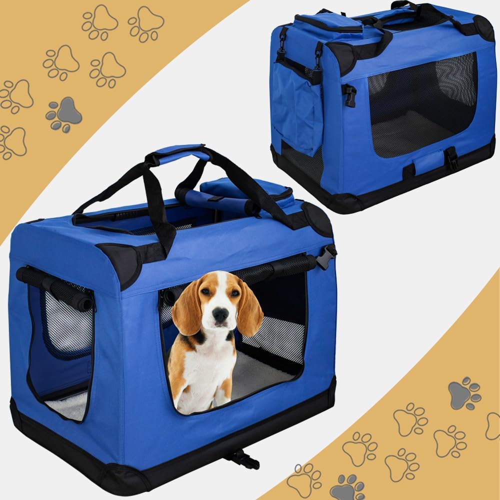 Faltbare Transportbox für Haustiere, L 60 x B 42 x H 45 cm Blau