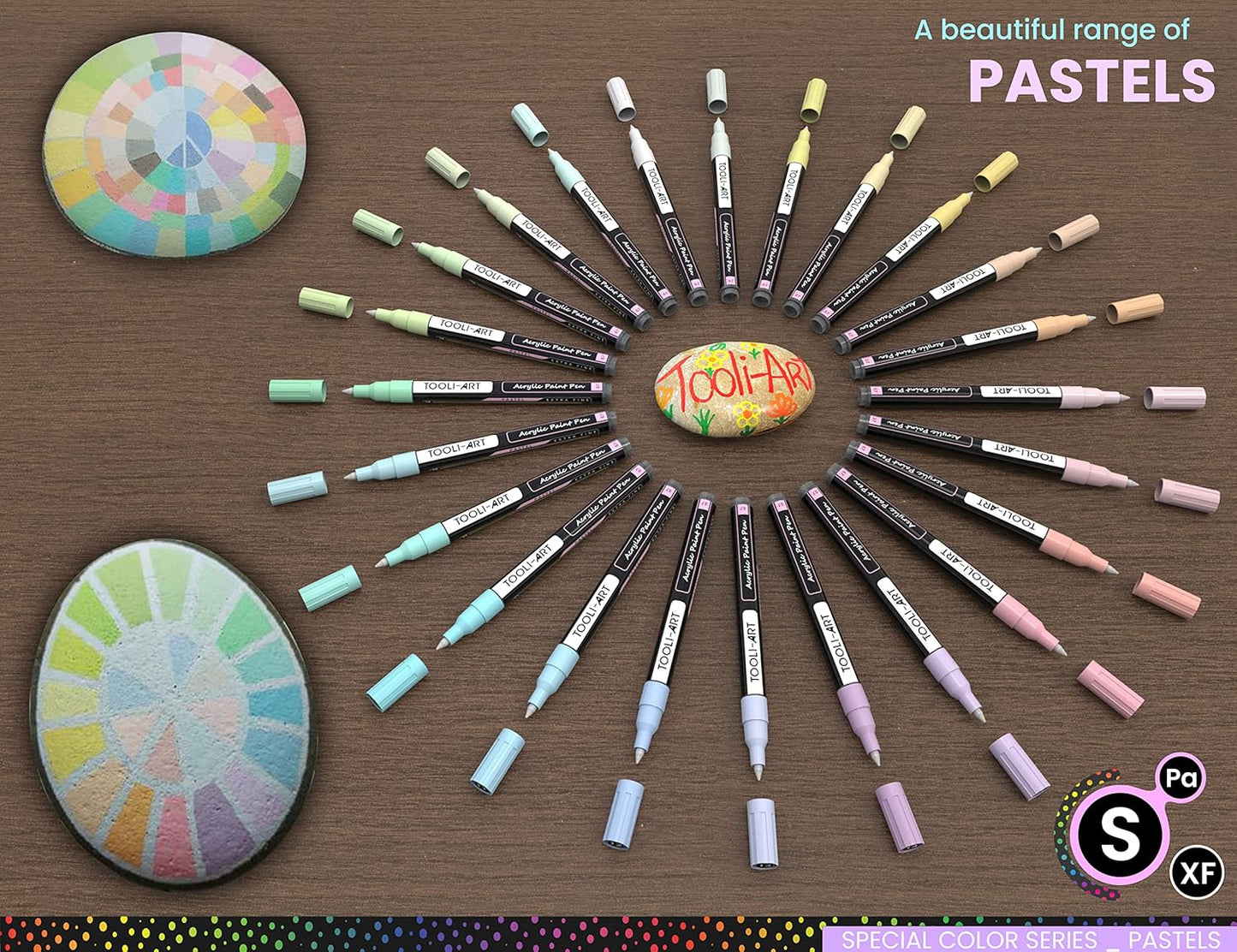 Acrylstifte-Set für Steinmalerei, Pastell, PASTELL