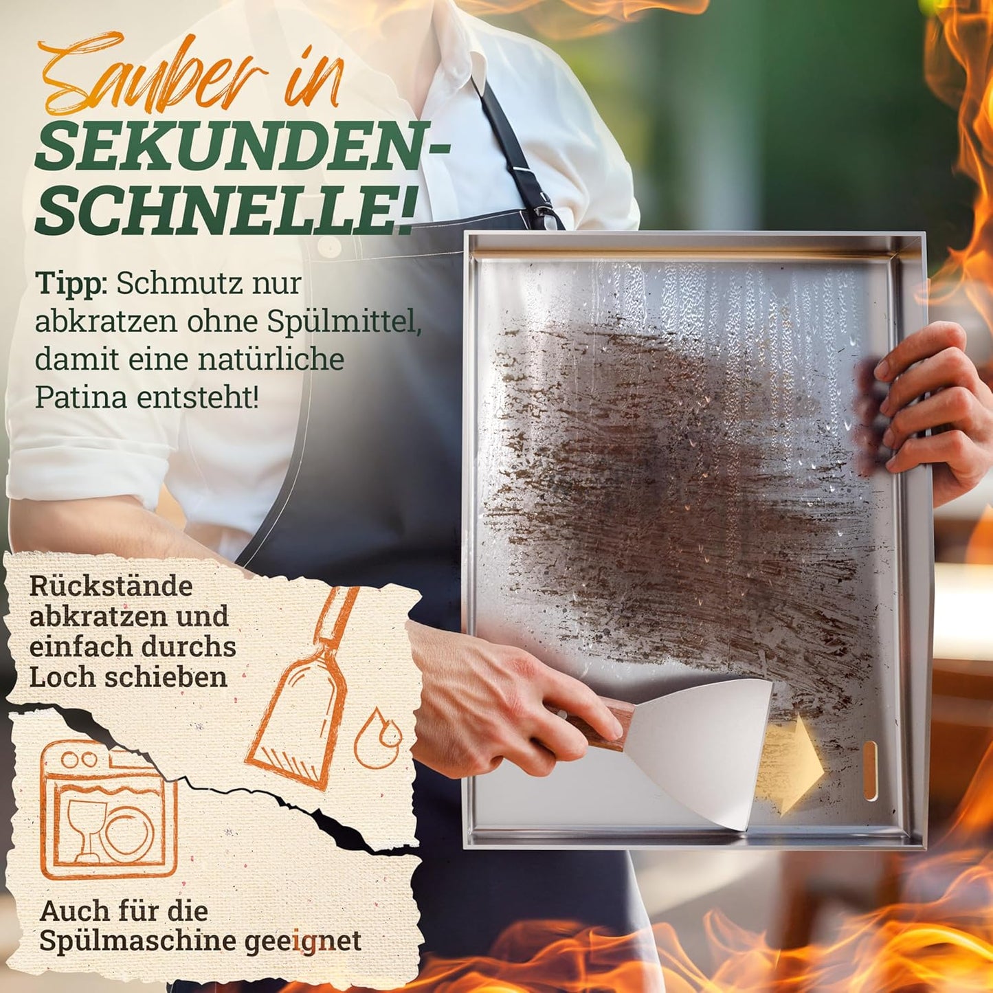 Grillplatte & Burger-Smasher-Set, Bundel: Plancha-set & Burger Smasher-set 30x40cm