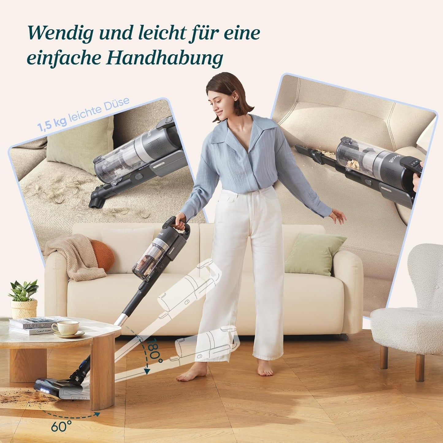 Kabelloser Akkustaubsauger, Grau 70-Minuten-Laufzeit-Upgrade LVAC 200 Max