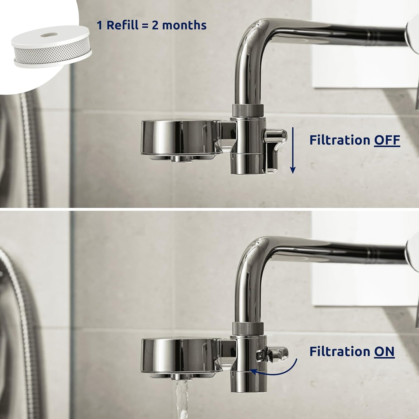 EcoPro Compact Wasserfilter-Set (inkl. 6 Kartuschen), Verchromt + 6 Ersatzkartuschen