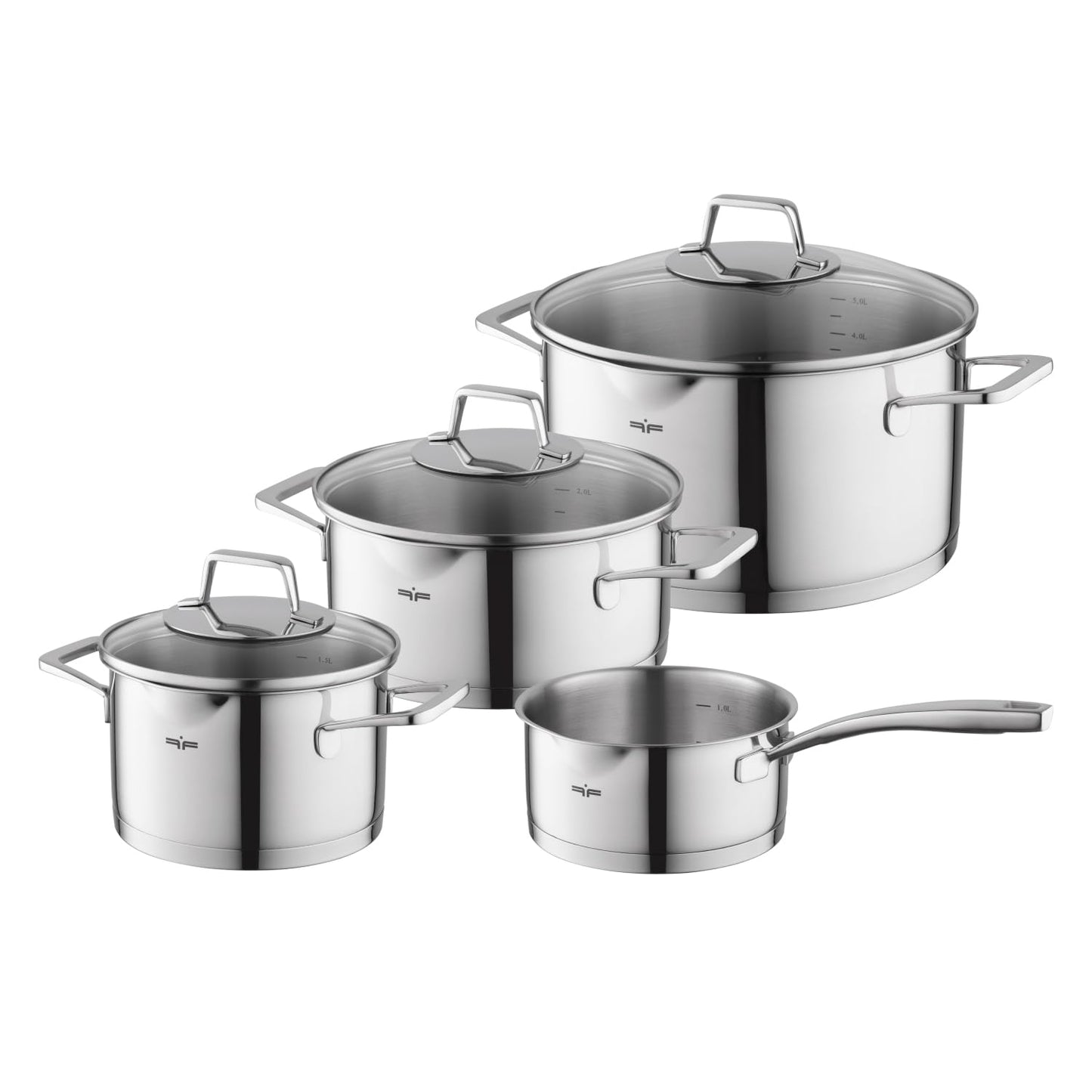 Kochtopf-Set mit Deckel, 7-teiliges Edelstahl-Set, Lumio 7-Teilig