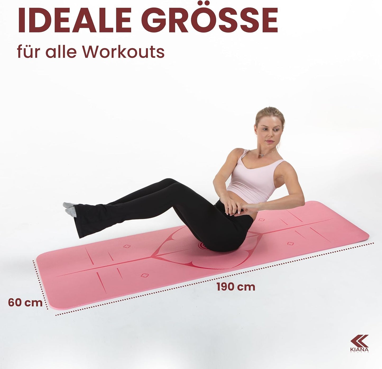 Rutschfeste Yogamatte, Dick (1,5 cm) Rosa