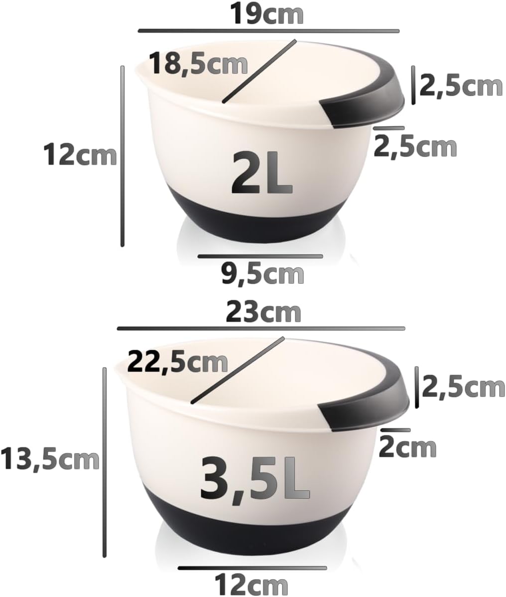 Rührschüssel-Set mit Deckel (4-teilig, antirutsch), SET 1,5L + 5L + 2L + 3,5L (4er)