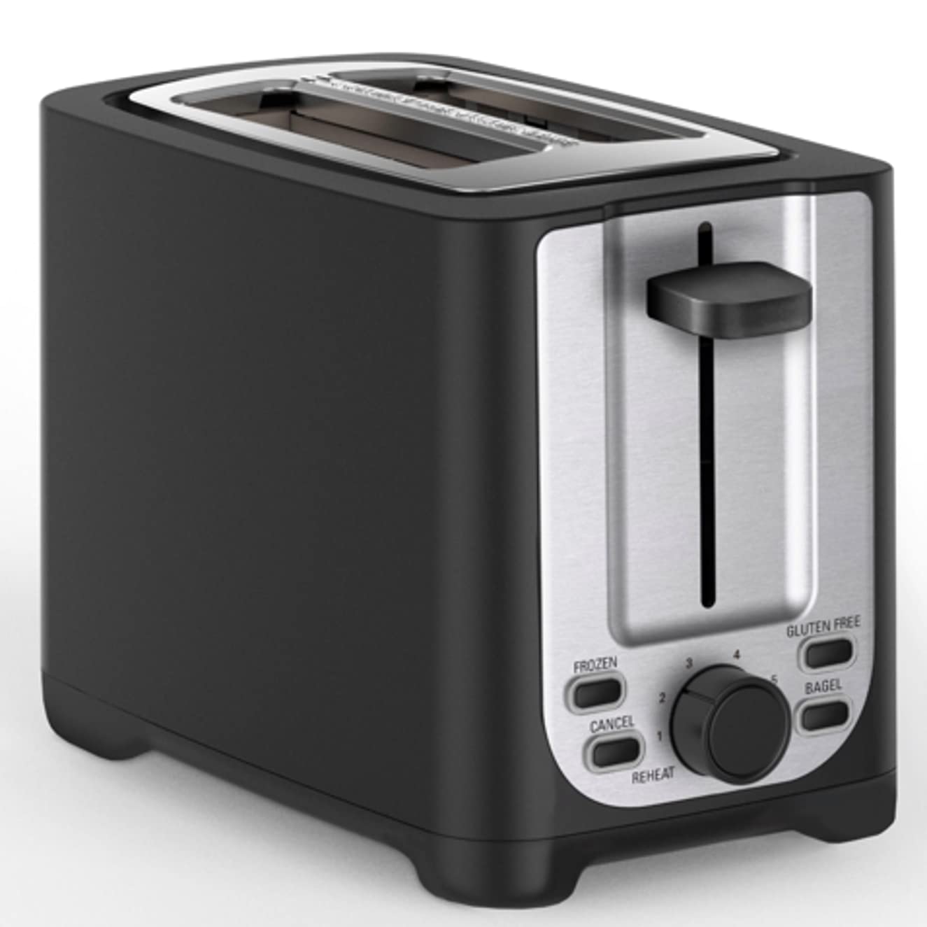 2-Scheiben-Toaster mit Abschaltfunktion, 2 Scheiben Edelstahl und Schwarz