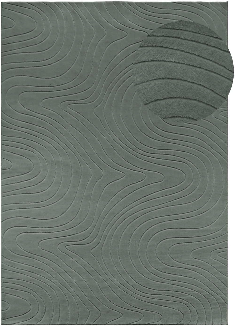 Waschbarer Badvorleger, 80x150 cm, Grün Abstrakte Wellen 80 x 150 cm (Rechteckig)