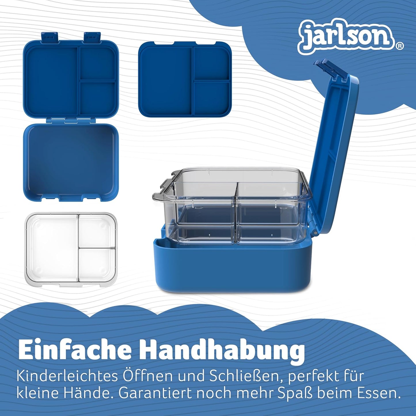 Kinder Bento Lunchbox mit Trennfächern, Roboter Blau