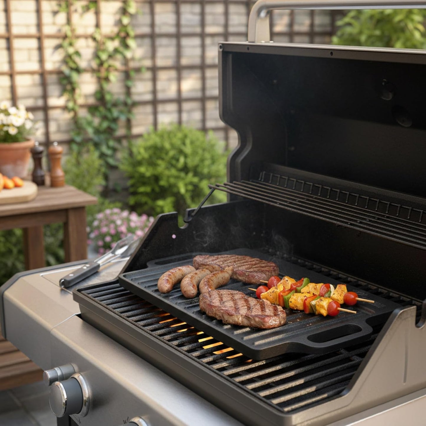Gusseisen Grillplatte, Pre-seasoned 40 x 20,5 cm