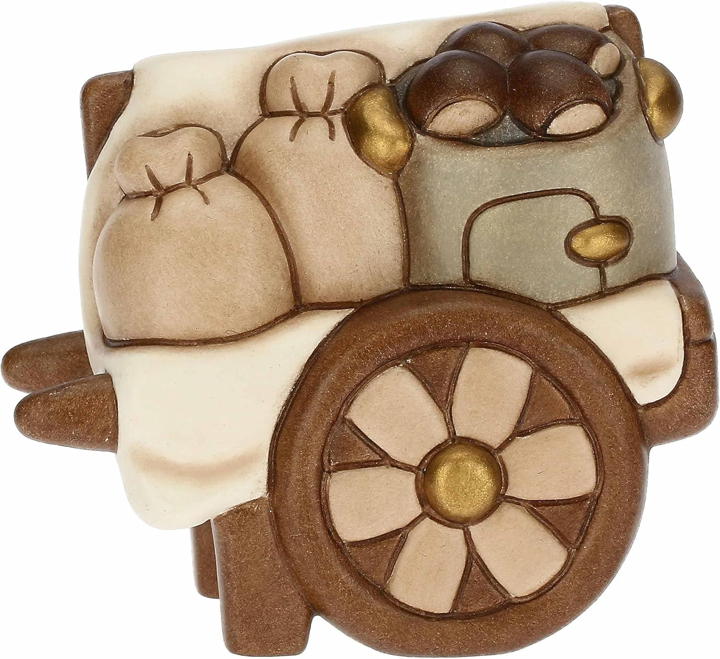 Keramik-Bollerwagen mit Kastanien für Weihnachtskrippe