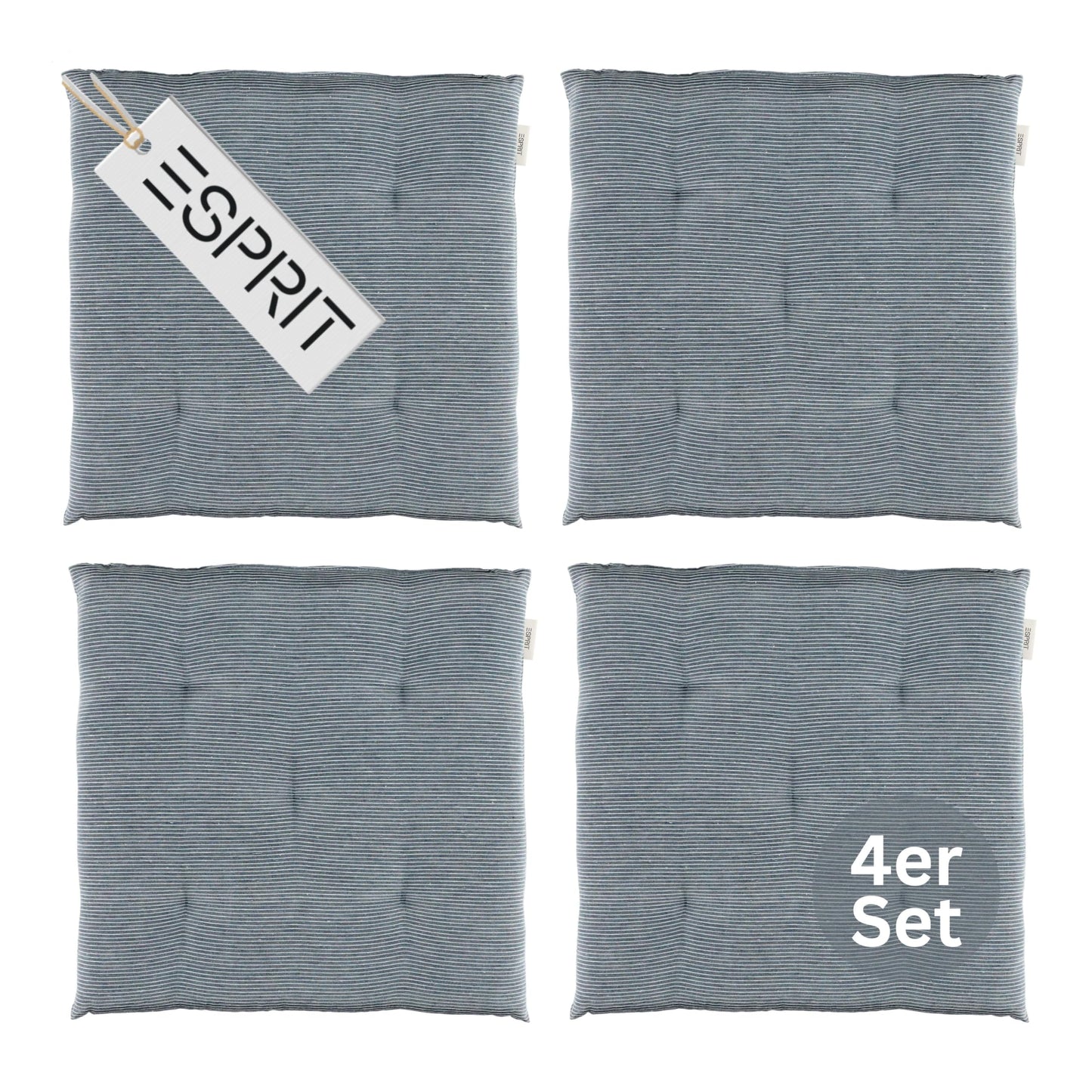Sitzkissen-Set für Stühle (4 Stück, 40x40 cm), Blau 40 x 40 cm (4er Pack)