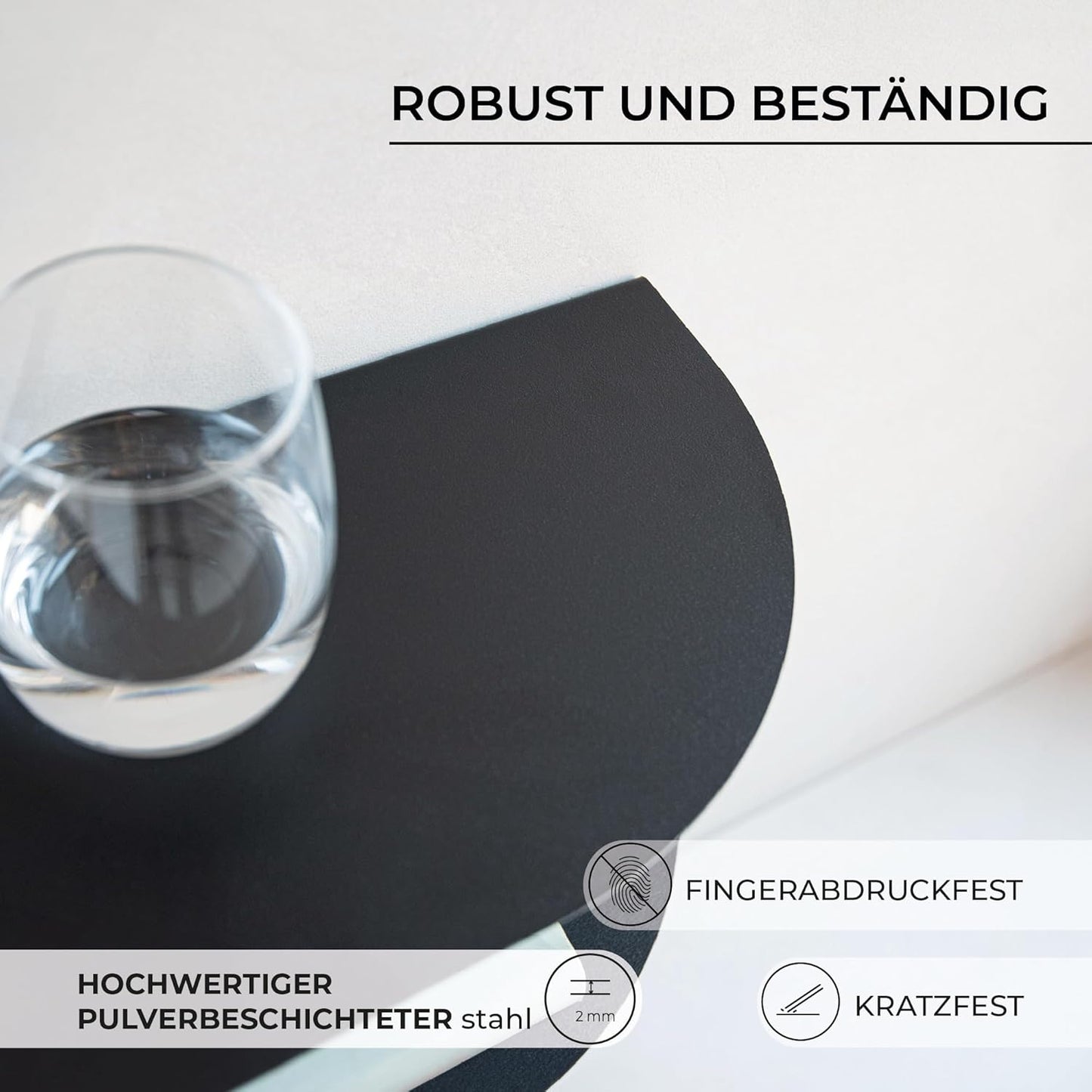 2er-Set Schwebender Nachttisch, Schwarz