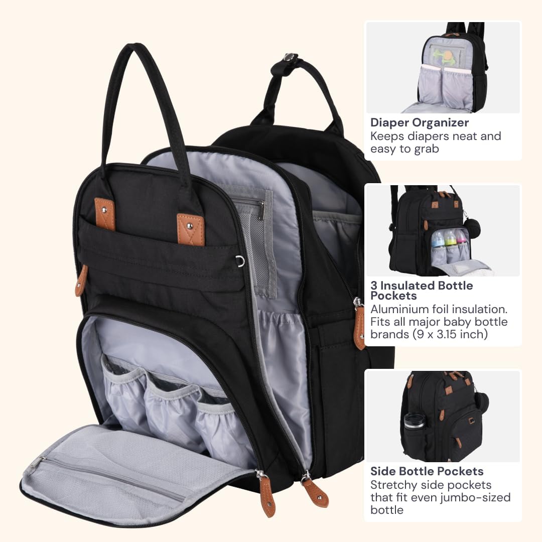 Rucksack mit Wickelauflage, Xl, Schwarz