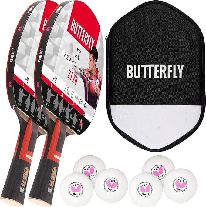 ZJX6 Zhang Jike Tischtennisschläger Set, Bundle mit Case, Bälle & 1 weiteren Racket
