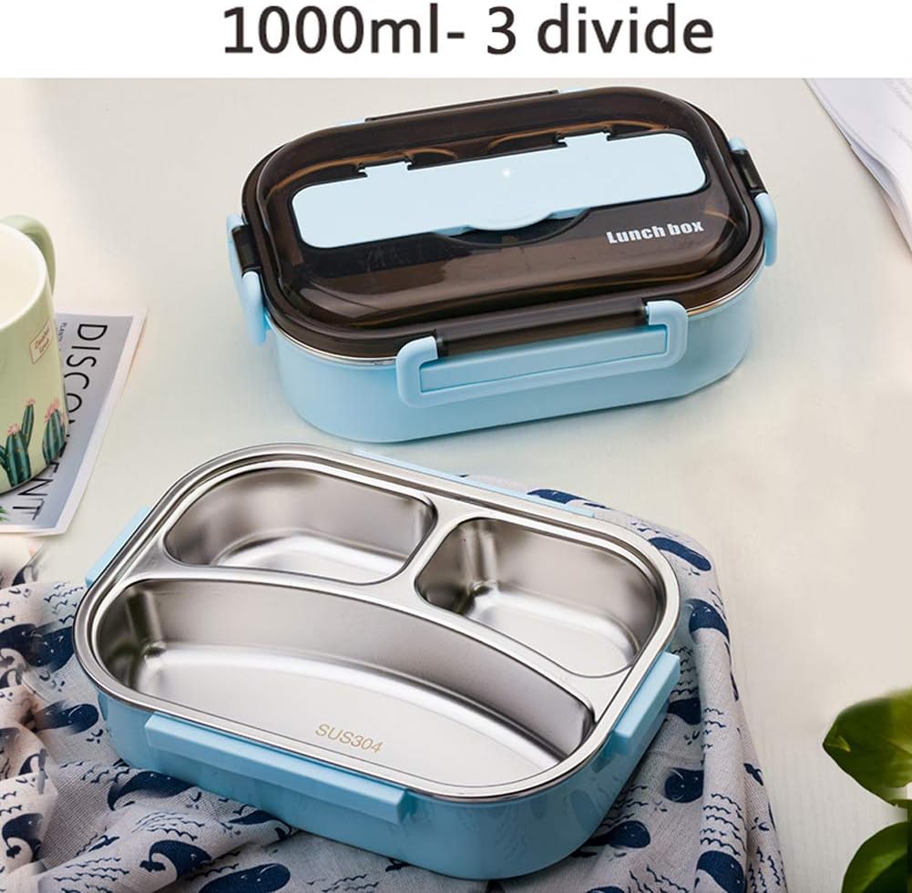 Bento Box mit Besteck, Blau 3 Fach