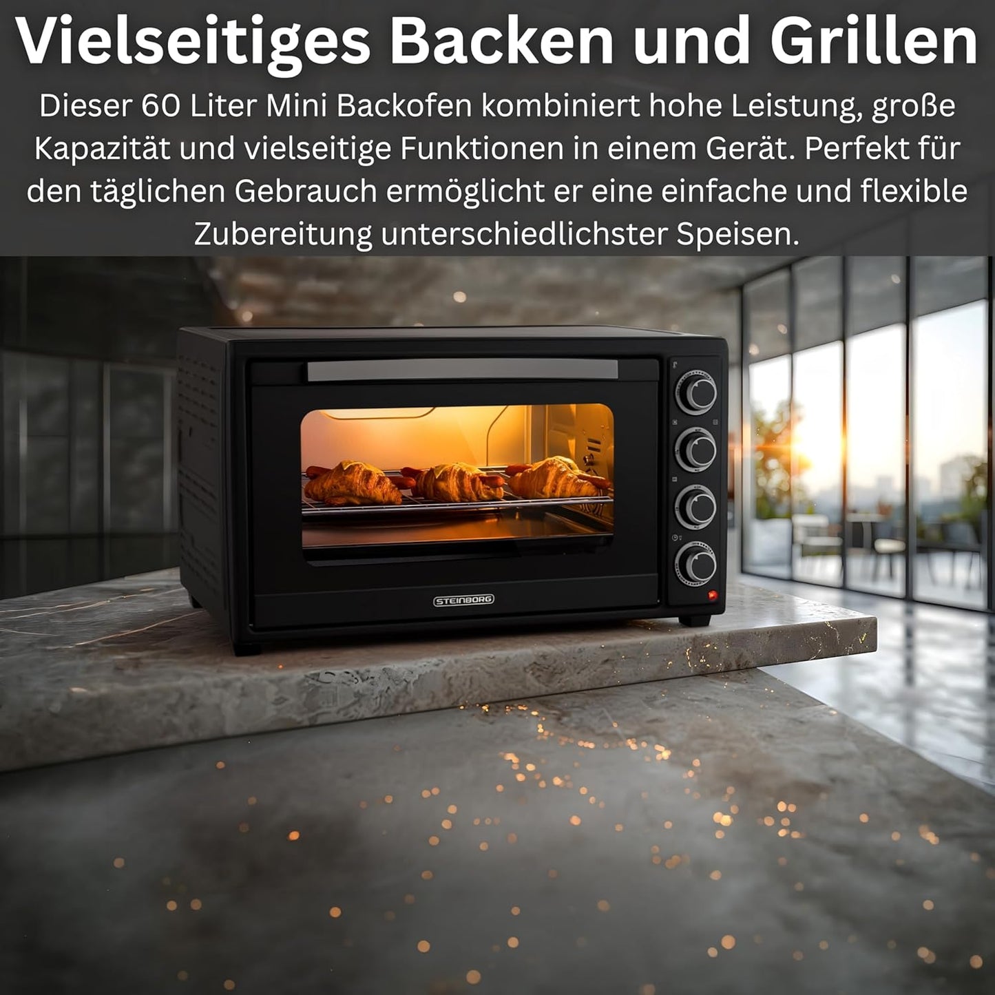Minibackofen SB-3019 mit Umluft & Drehspiess