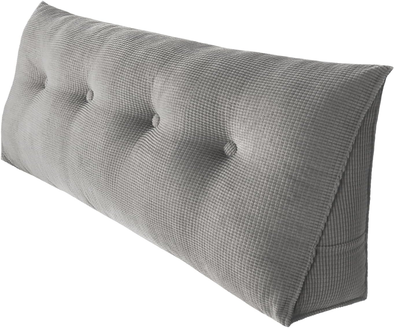Keilkissen für Bett und Sofa mit Seitenfach, Grau 120*50*20cm
