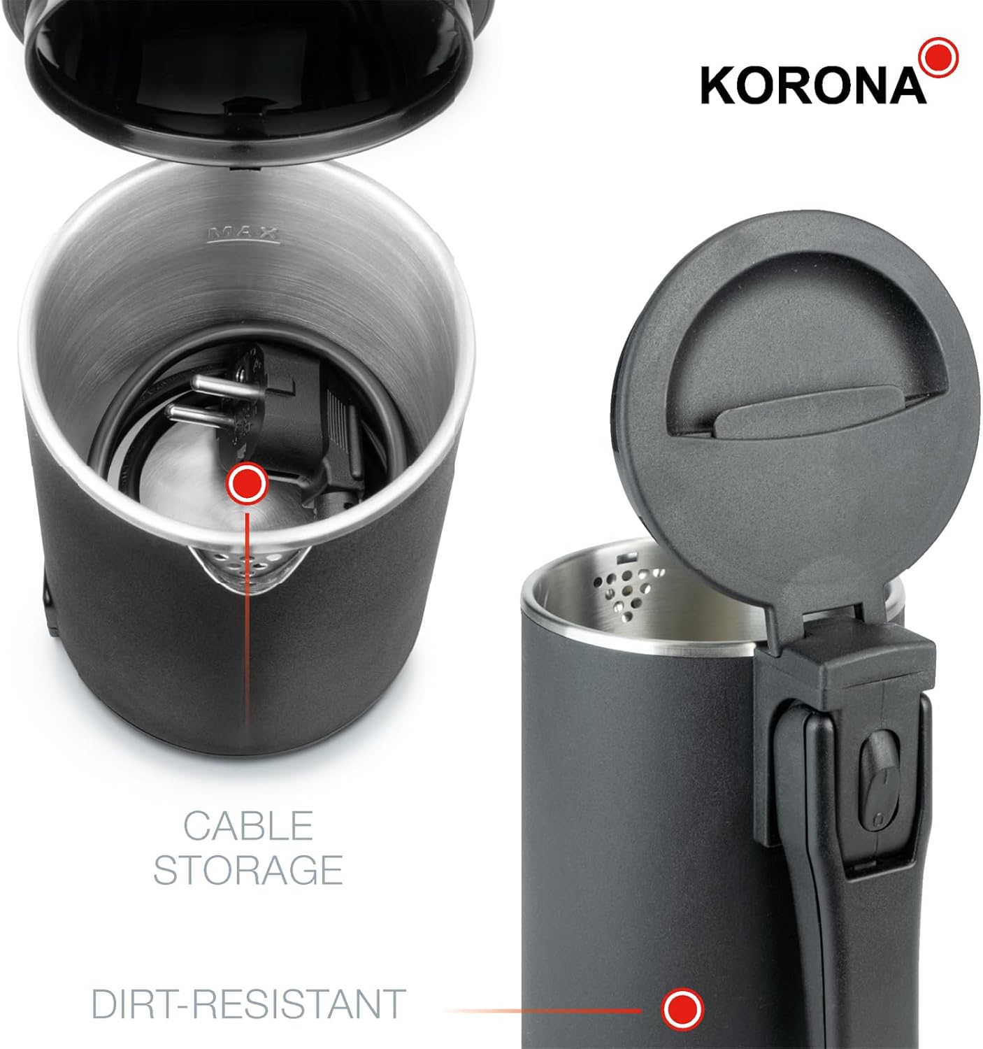 Reisewasserkocher, 0.6 Liter Schwarz