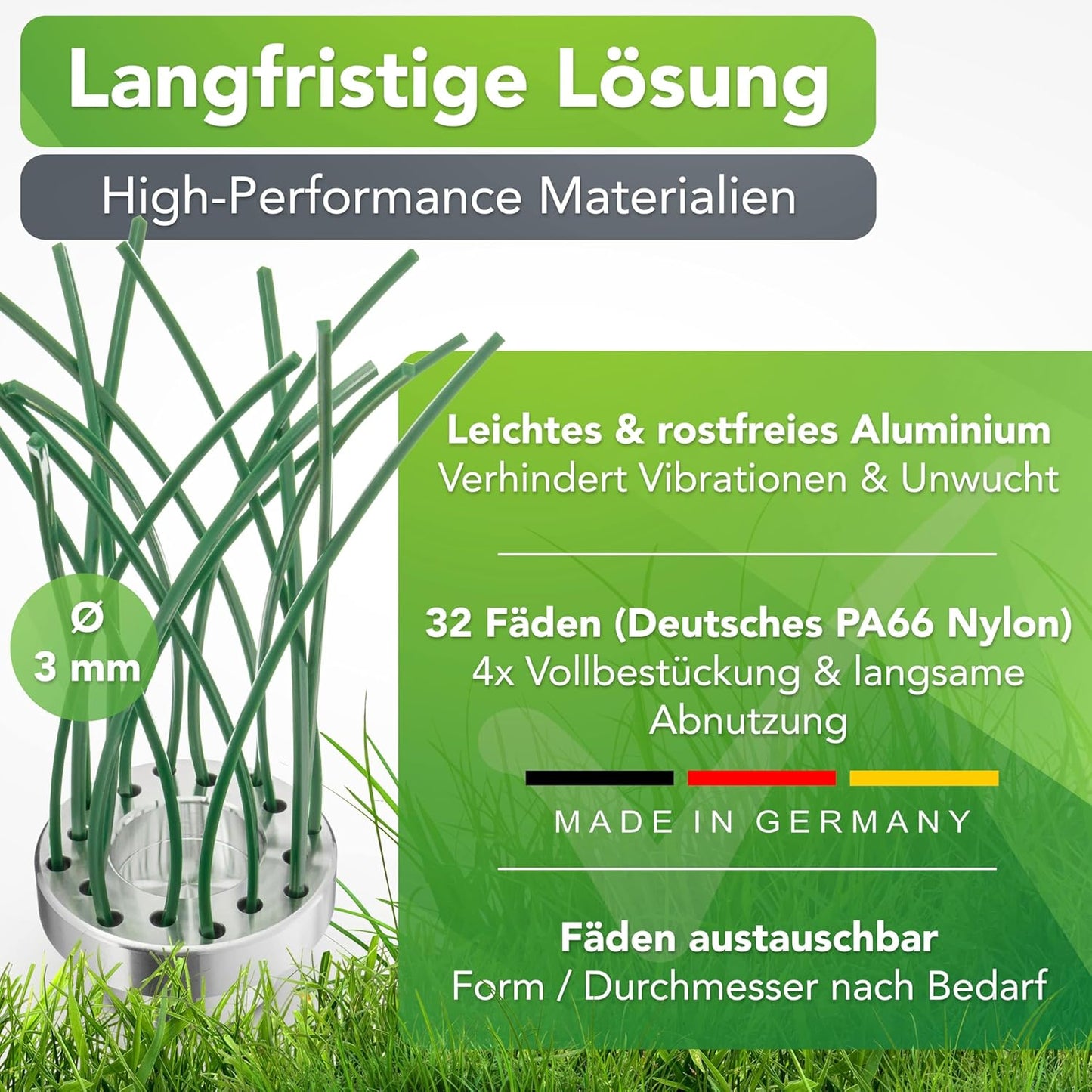 Unkrautbürste für Freischneider & Motorsense, Aluminium & PA66 Nylon