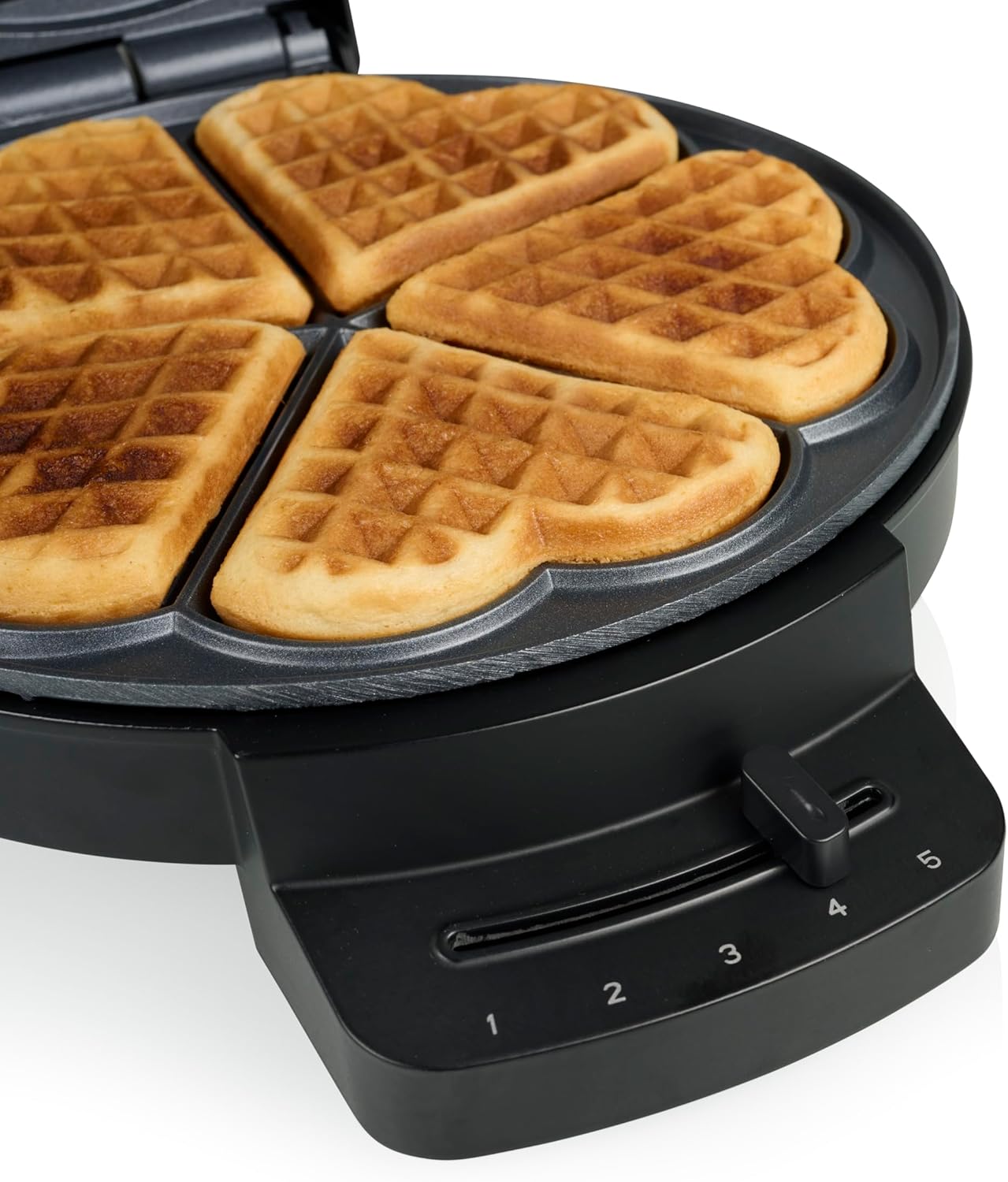 Waffeleisen Deluxe für 5 Herzwaffeln, Herzform Einzeln