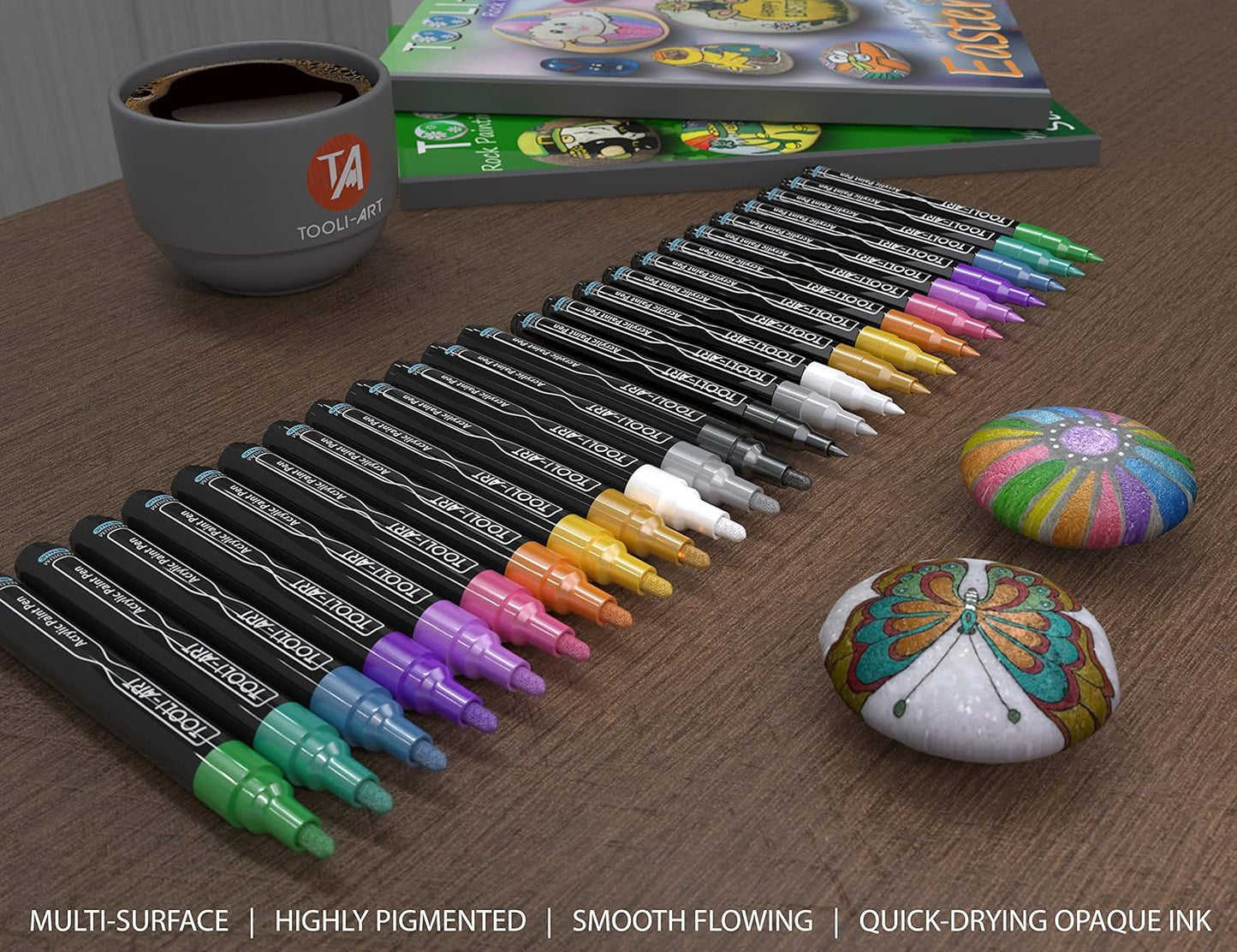 Acrylstifte-Set für Steinmalerei, Metallisch, METALLISCH