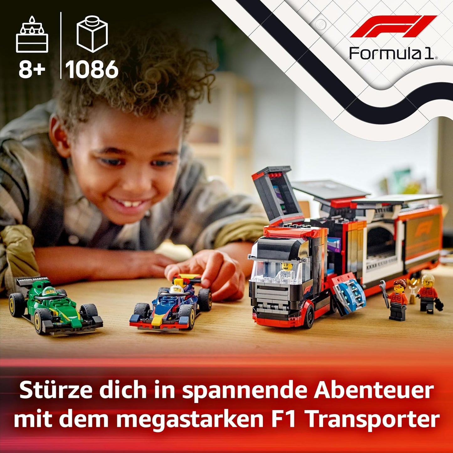 F1 Transporter mit RB20 & AMR24 F1 Rennautos