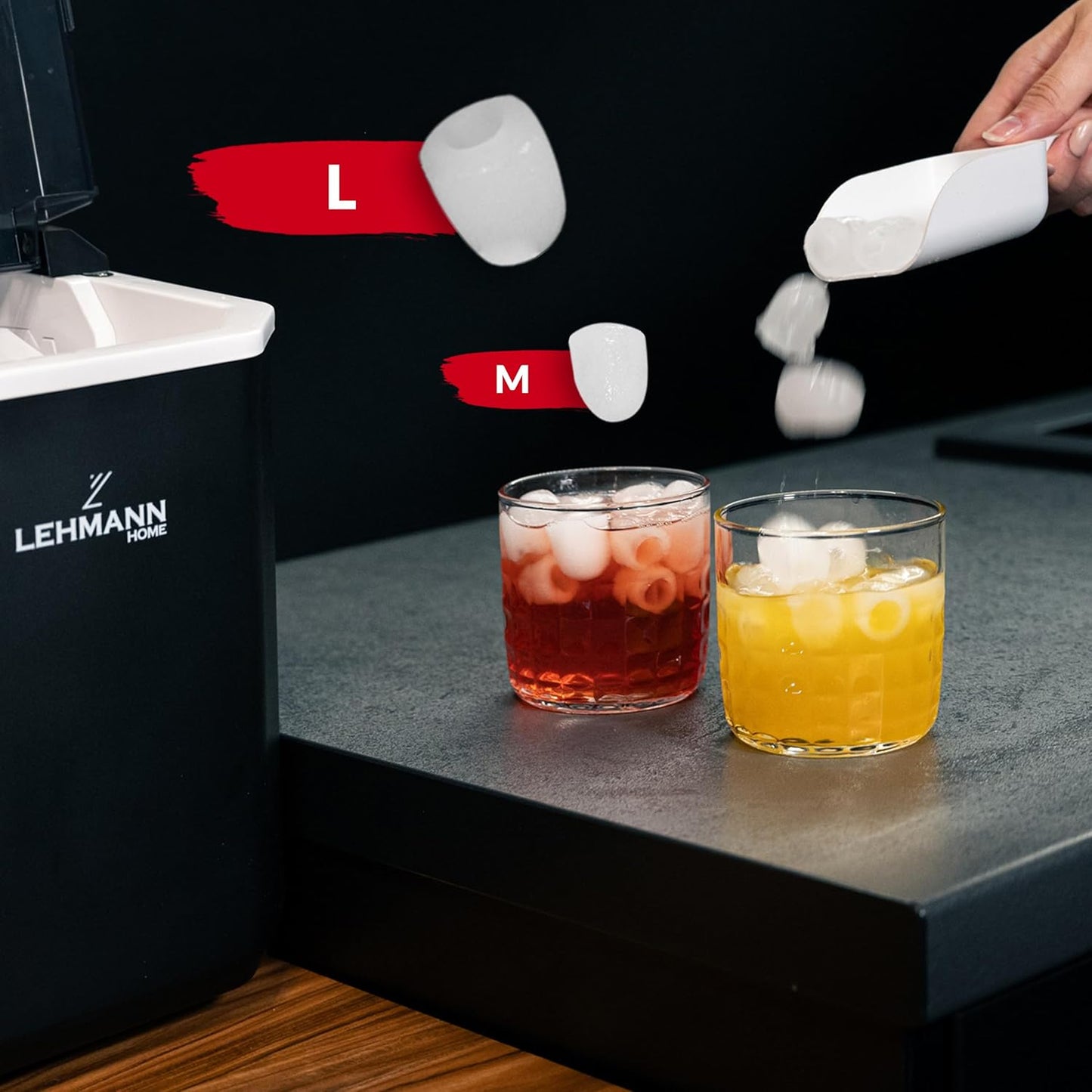 Eiswürfelmaschine mit 2 Grössen, 1,3 L