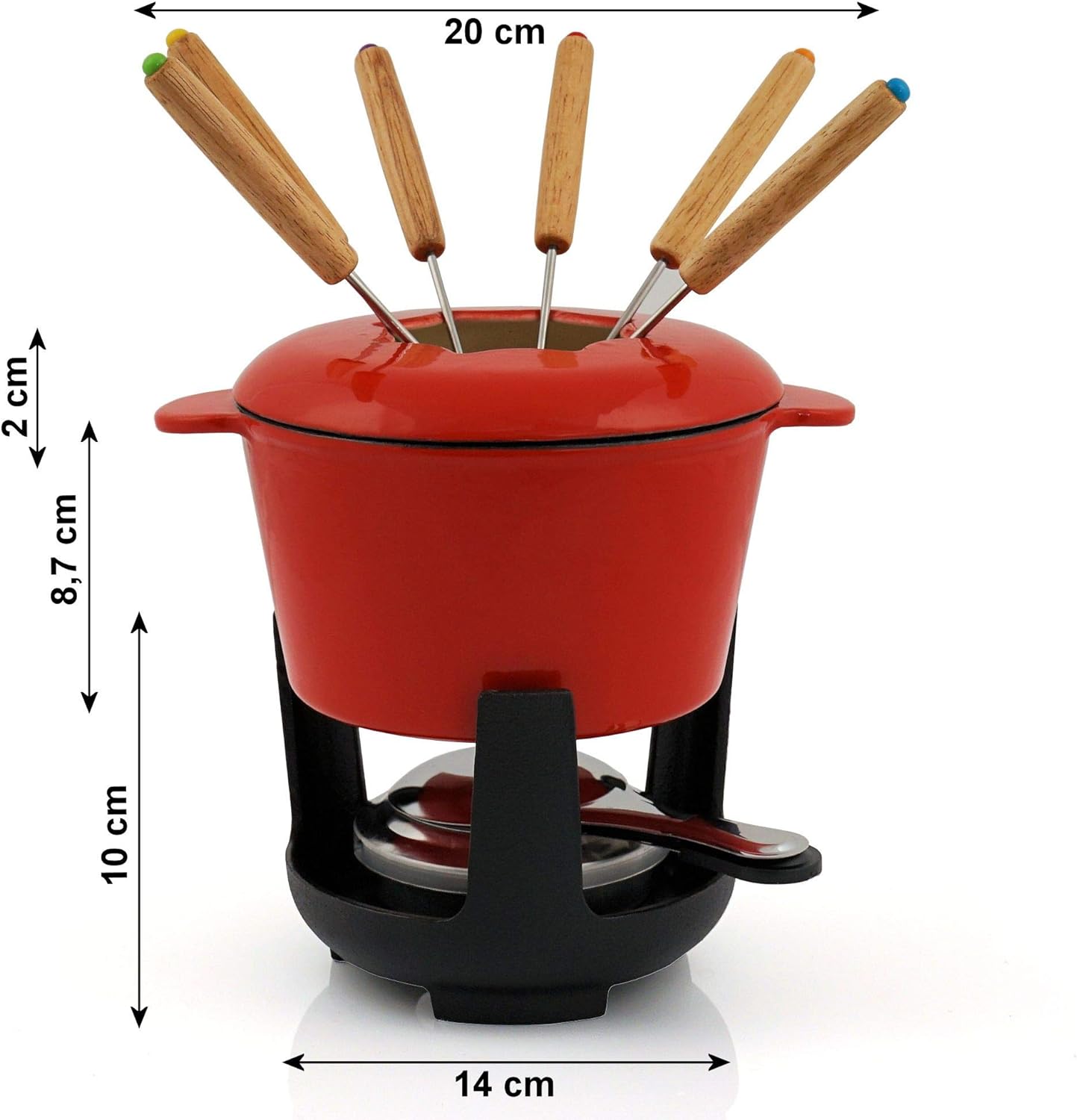 Fondue Set, Rot / Cremefarben Emailliert