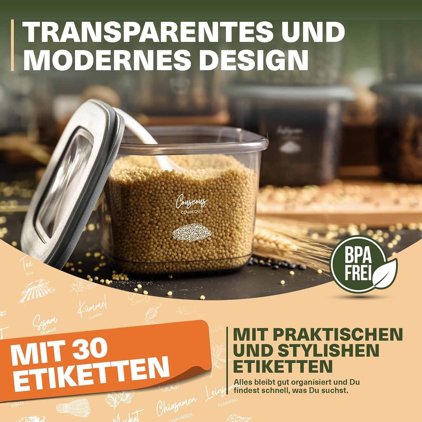 12er-Set Vorratsdosen, 12er Set 250ml Grau