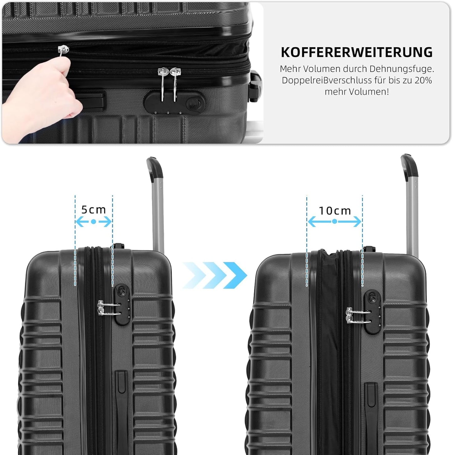 Hartschalenreisekoffer, Schwarz L