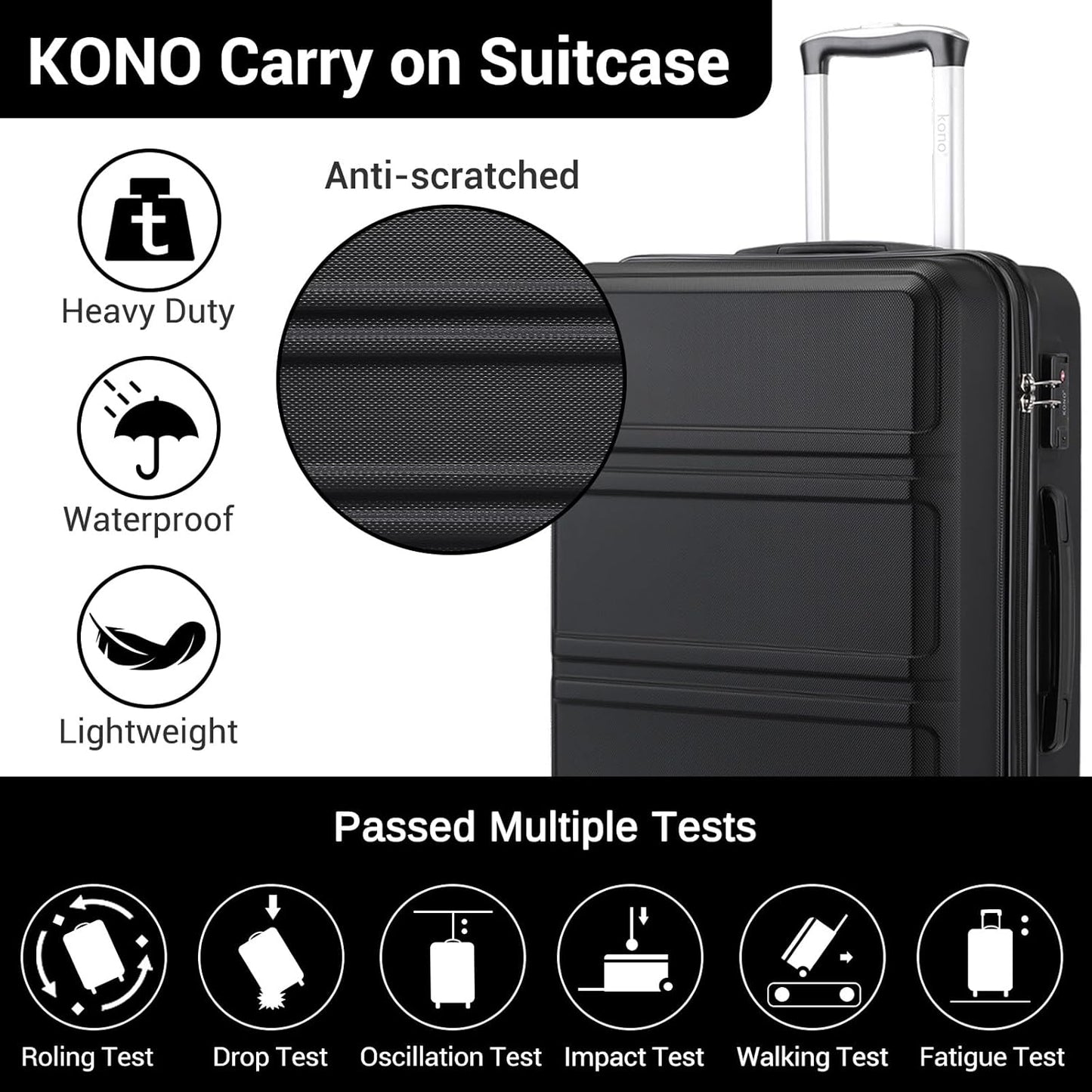 Trolley Reisekoffer M (55cm), M (55cm) Schwarz