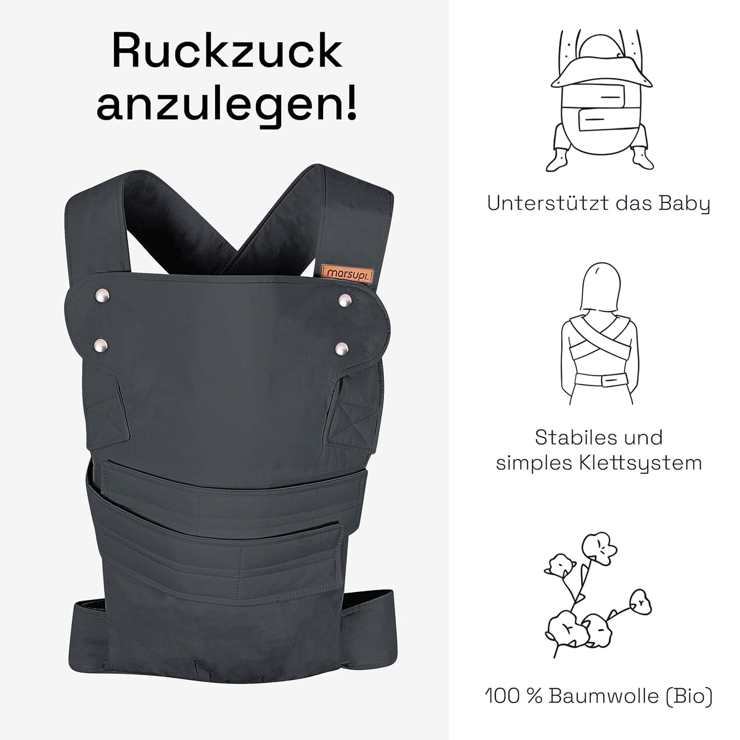 Babytrage Classic, L Grey