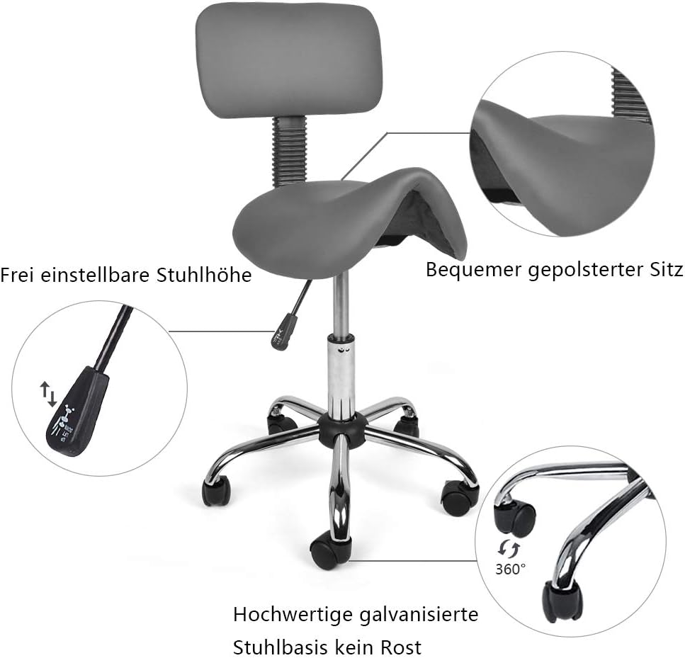 Sattelhocker, Grau hohe Rückenlehne