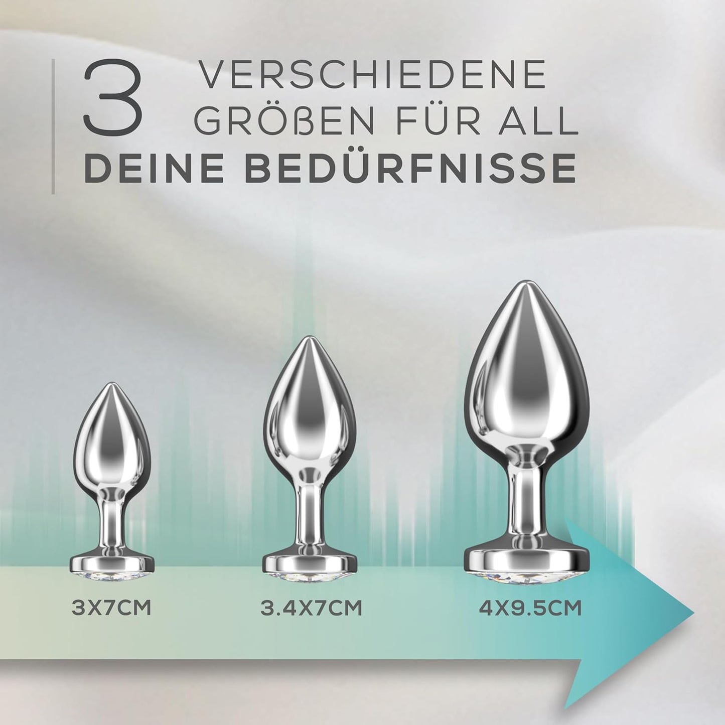 3er-Set Analplug Crystal White inkl. Analdusche
