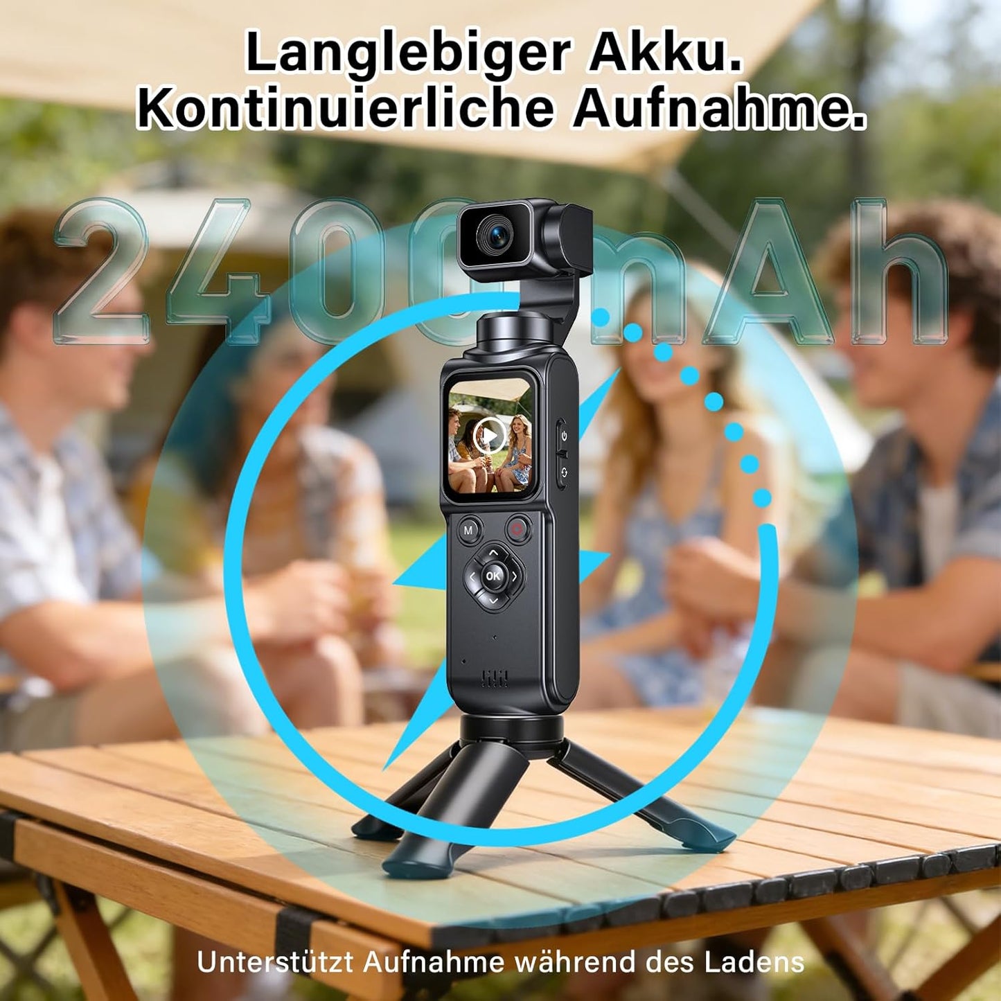4K Actionkamera mit 2-Achsen-Stabilisierung