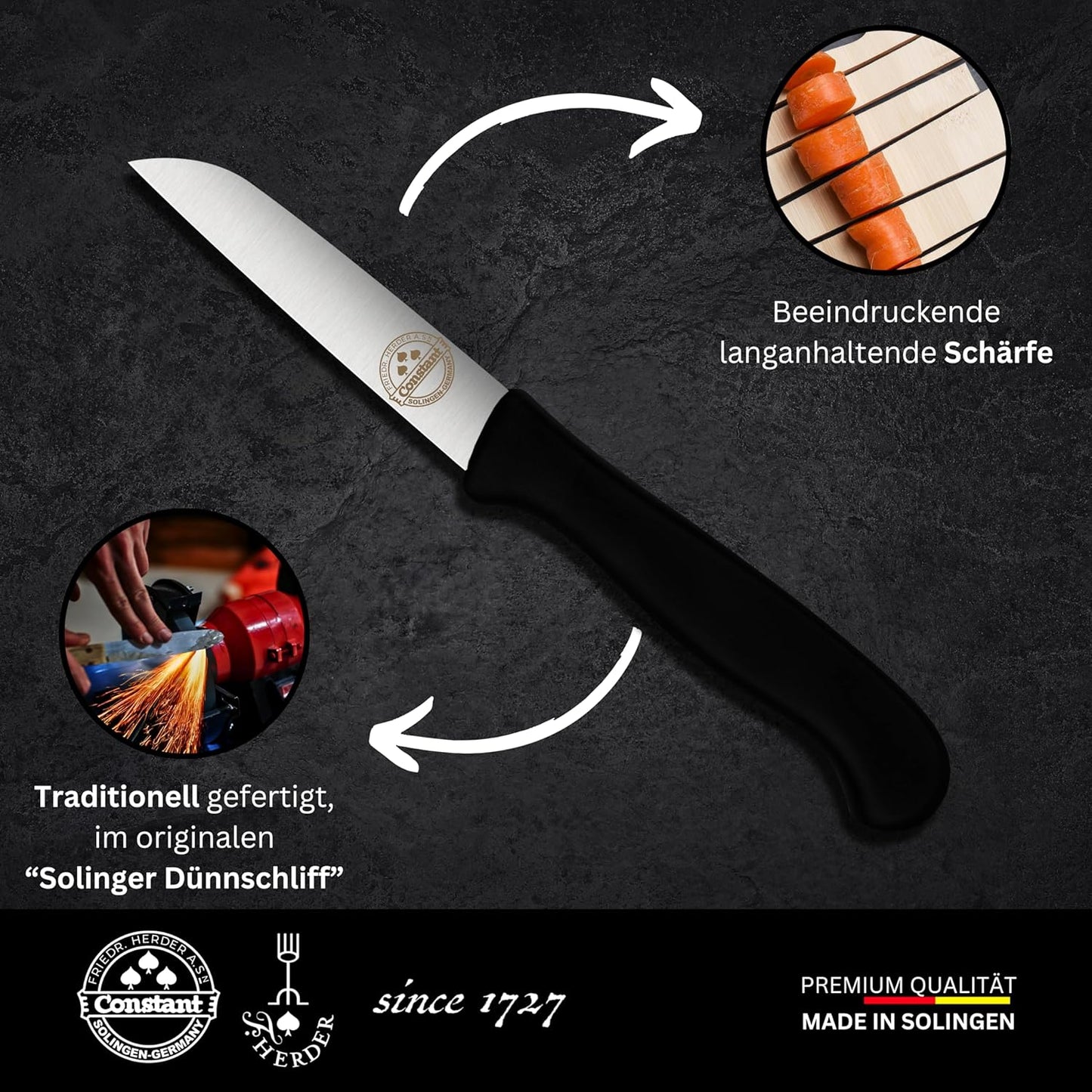 4er-Set Gemüsemesser, spülmaschinenfest, Schwarz 4x Gemüsemesser