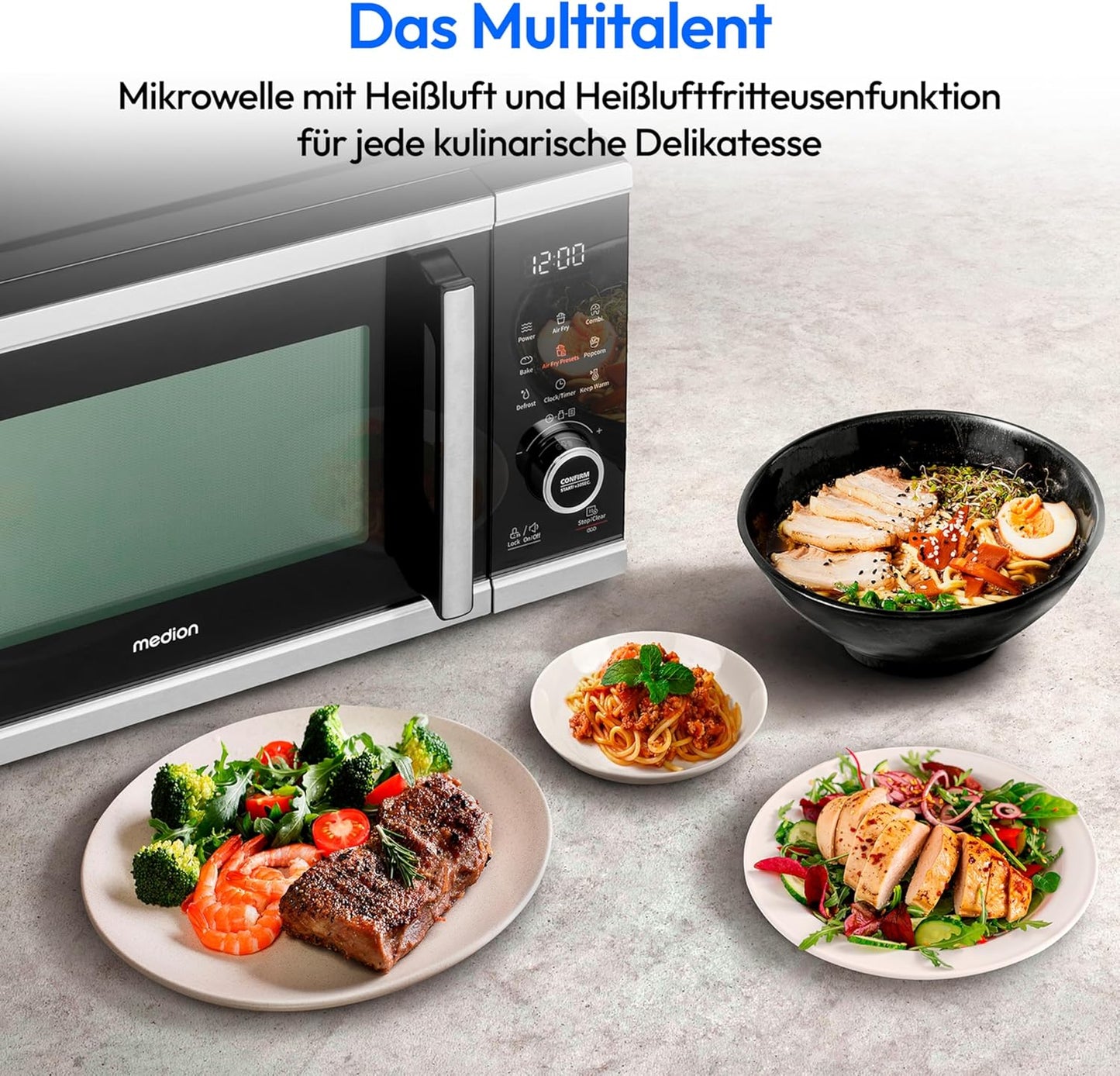 Mikrowelle mit Heissluftfritteuse (25L, 9 Programme)