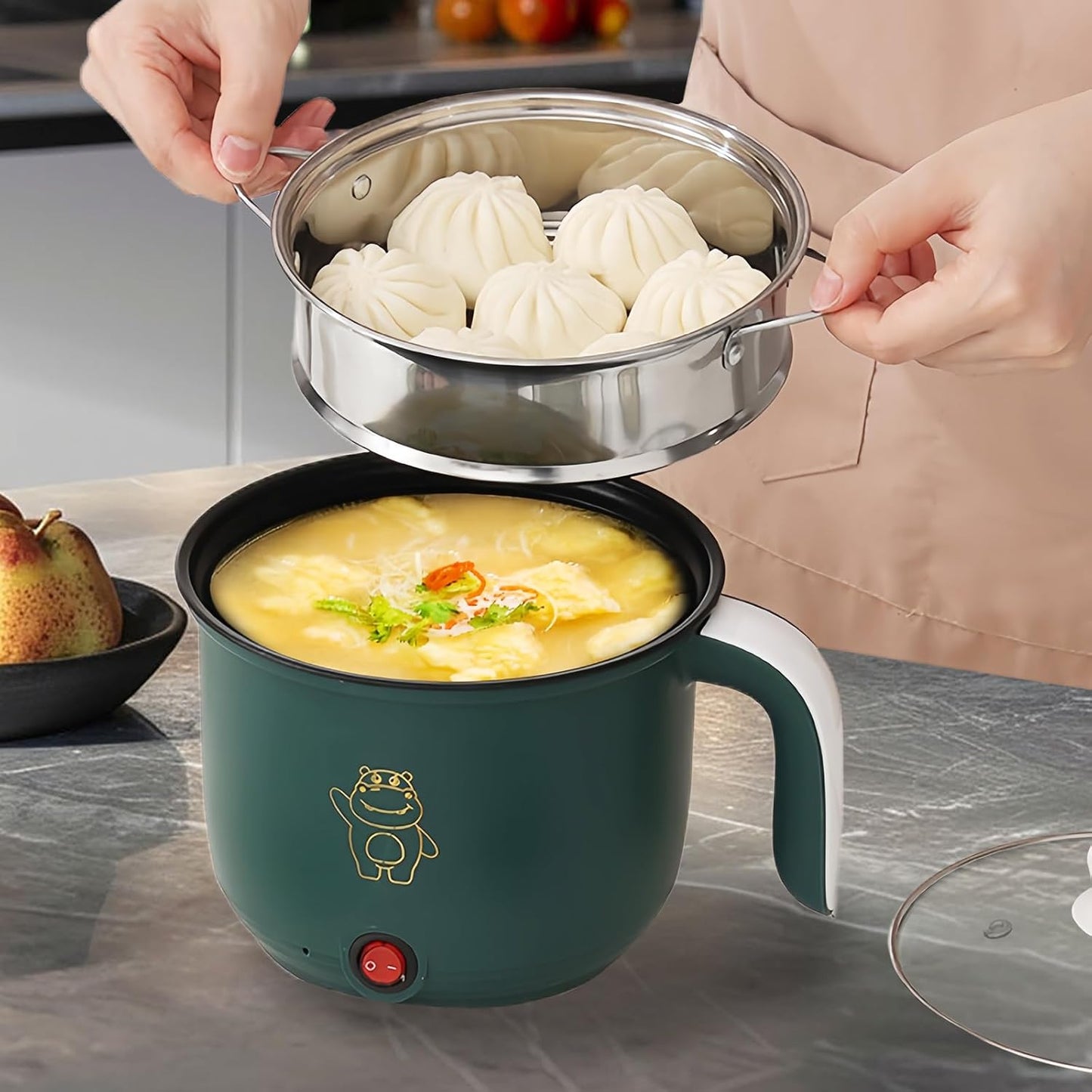 Elektrischer Mini-Hot Pot mit Dampfgarer
