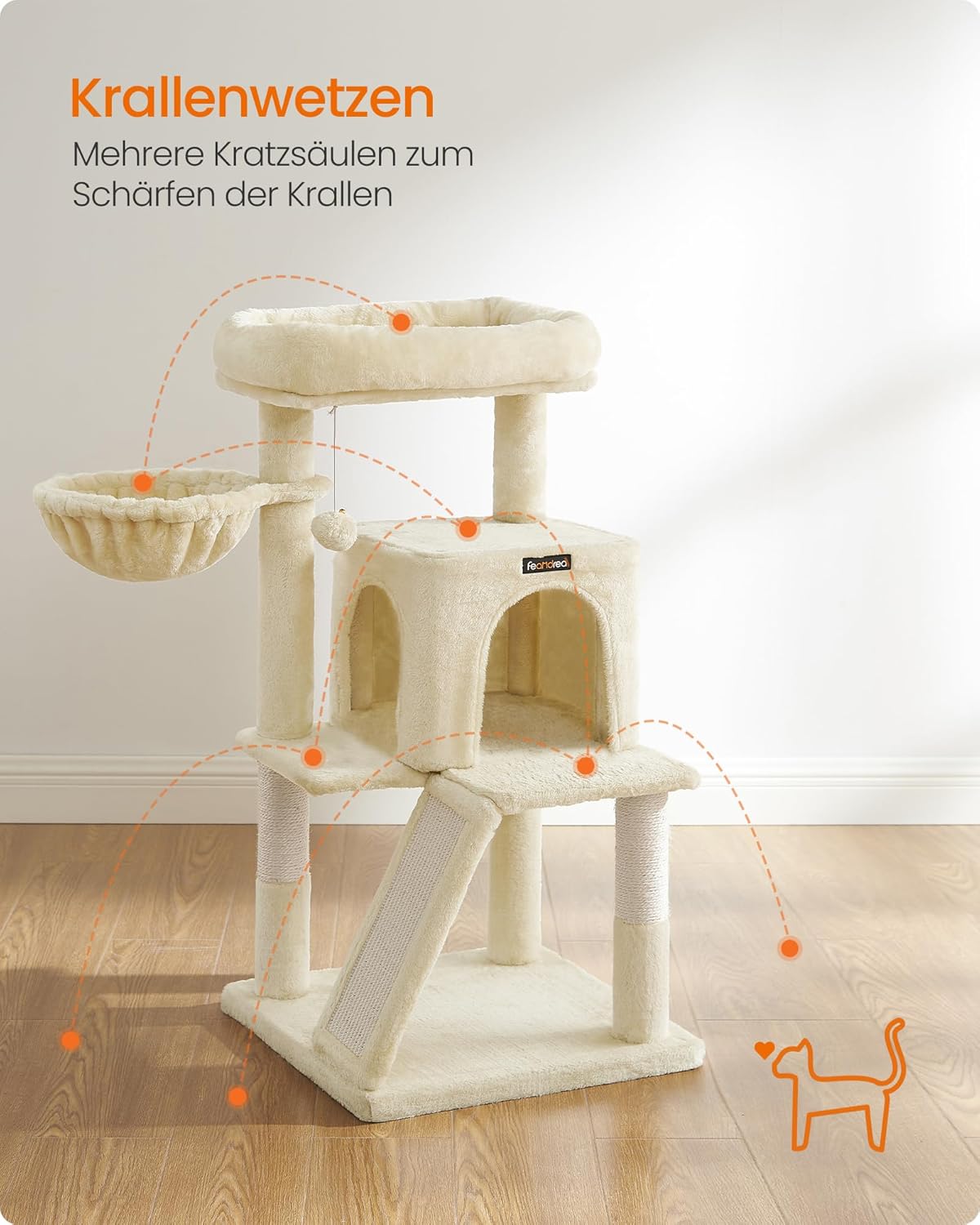 Kratzbaum PCT51M mit Plattform und Höhle, beige